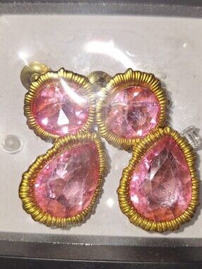 Serendipty Gold-Tone Pink Drop Earrings